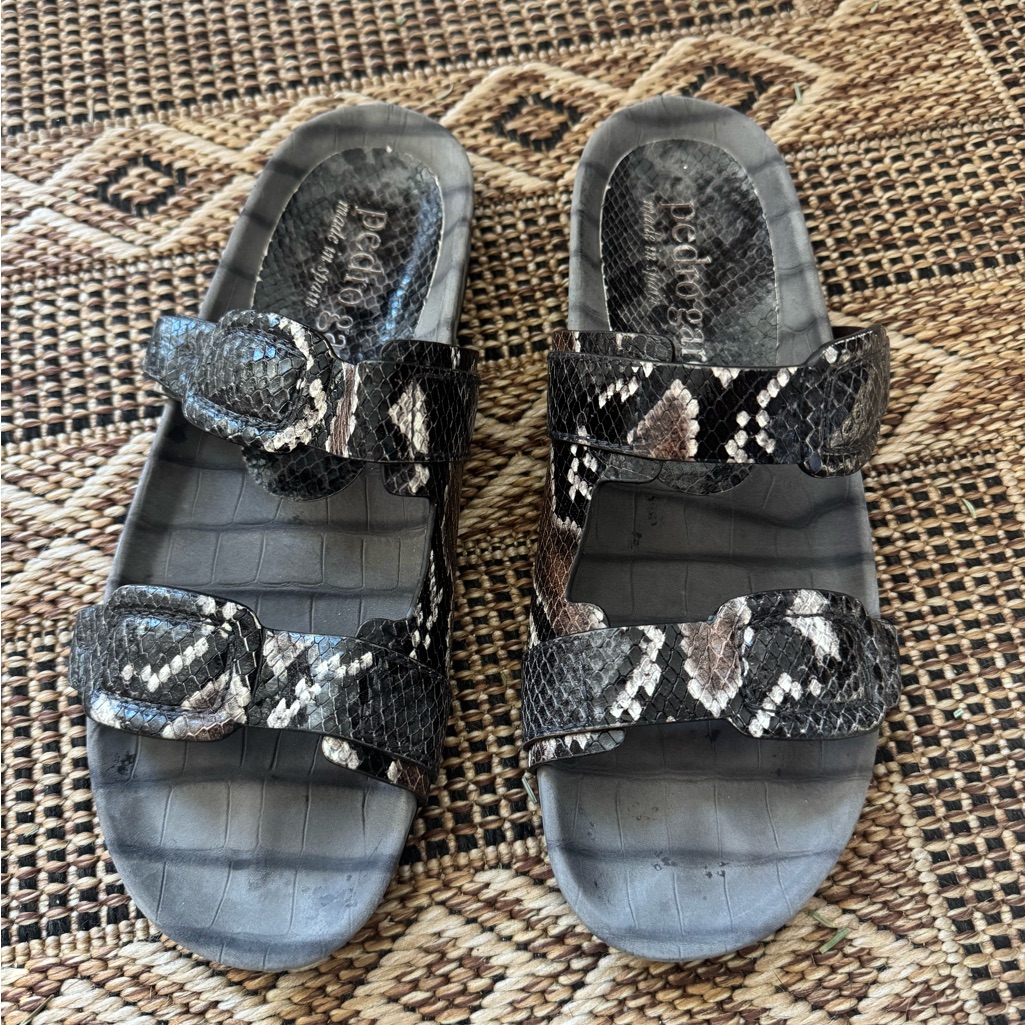 Pedro Garcia Snakeskin Double Strap "Birkenstock Style" Sandal Sz 40.5 (10.5us)
